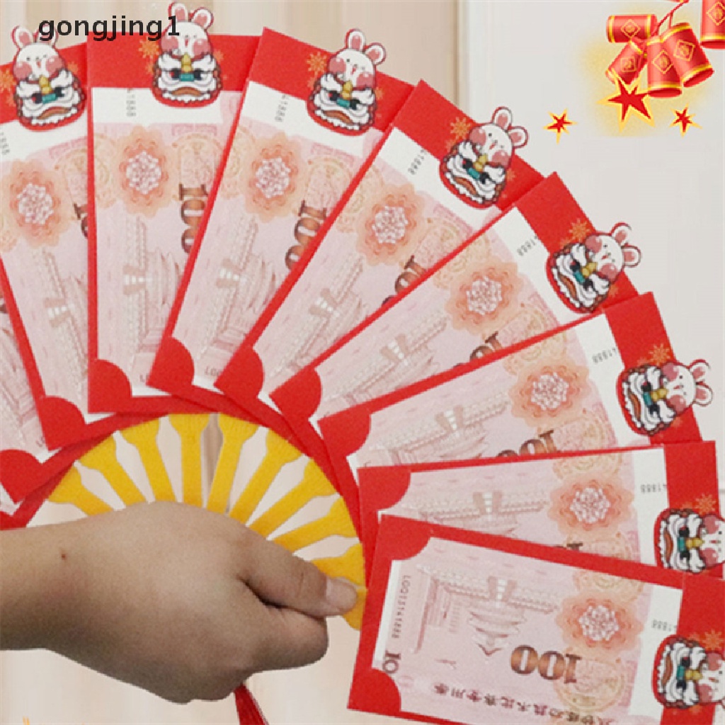 Ggg 2023tahun Baru Kreatif Amplop Merah Bentuk Kipas Hongbao Festival Musim Semi Cina Saku Merah Harapan Terbaik Keberuntungan Kantong Uang Hadiah Tas ID