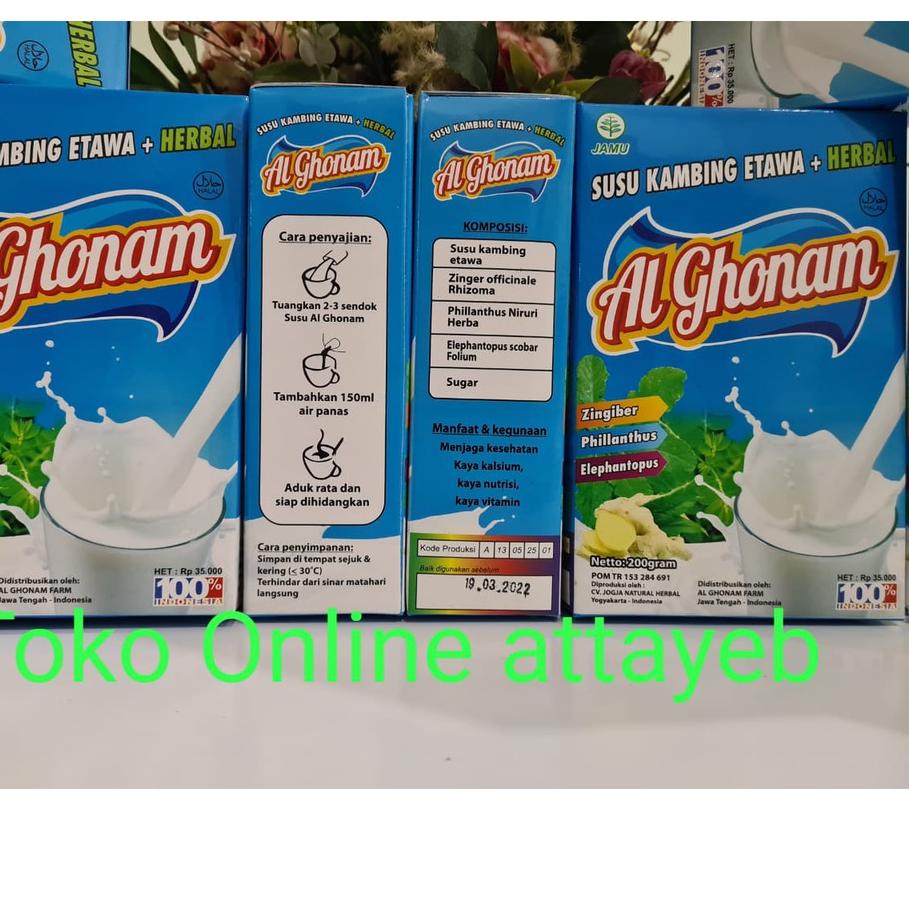 

9.9 BRANDS FESTIVAL Susu Kambing Etawa AL GHONAM 200gr ORIGINAL Plus Nutrisi kalsium + Nafsu makan dan Boster ASI