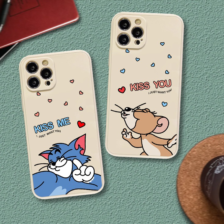 PRINTING LENS PROTECTOR Cat and Mouse case iphone 6 6s 7 8 plus x xs xr max 11 12 13 pro 14