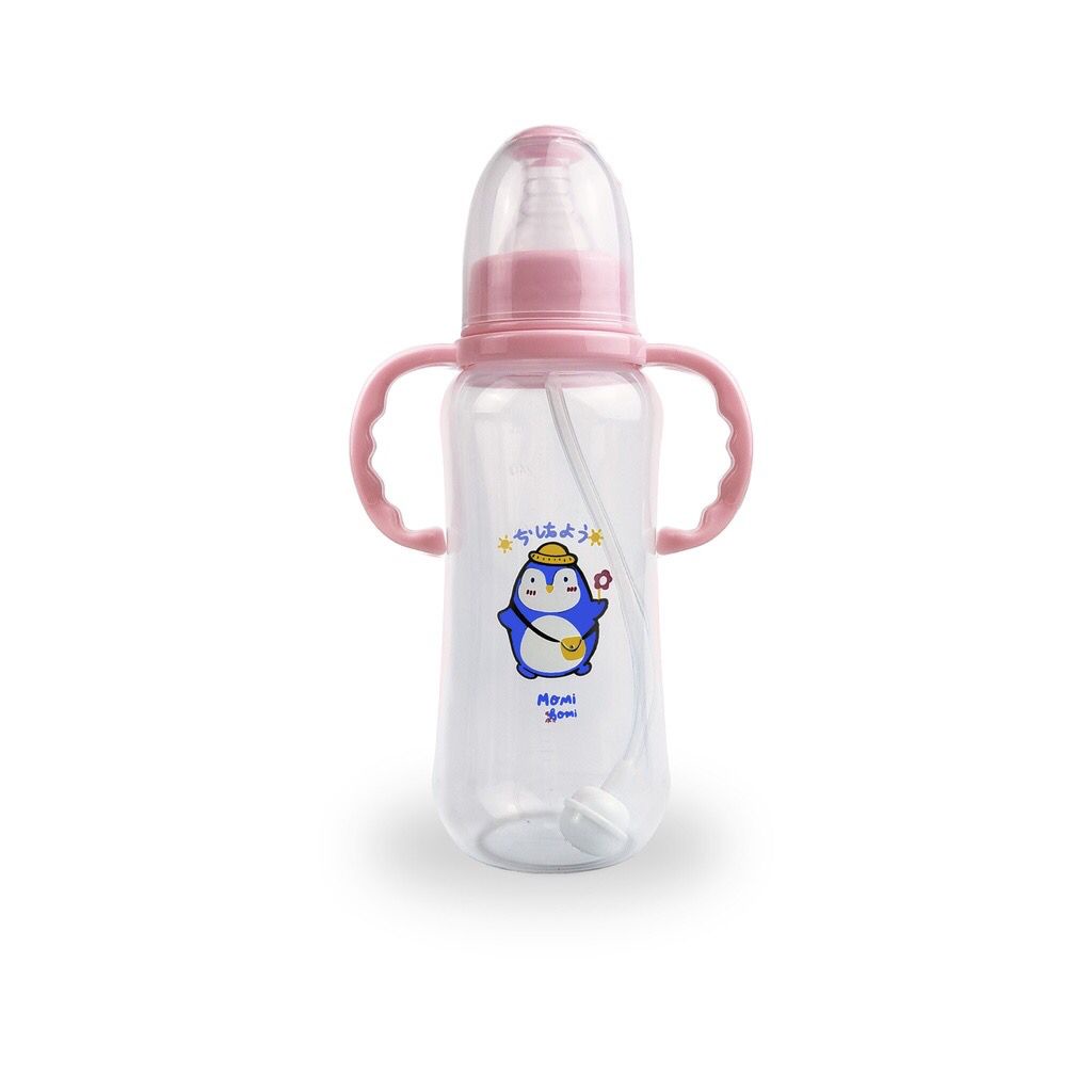 MOMI HOMI CARTOON SERIES BOTOL DOT SUSU BAYI 60ML / 150ML / 280ML DENGAN GAGANG DAN SEDOTAN TAHAN PANAS BPA FREE