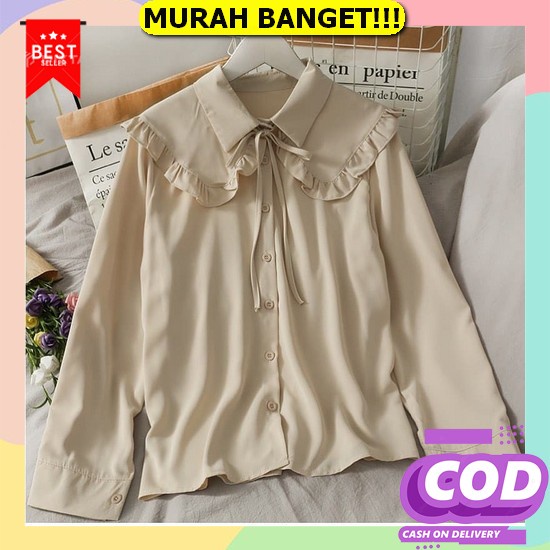 Blouse Katun Rayon Blus Motif Bunga-Bunga No.7 Baju Jumbo Lengan Panjang Atasan Wanita Kekinian Keme