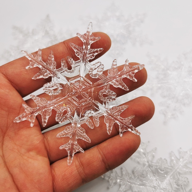 10pcs Taman Pintu Dekorasi Kamar Natal Tahun Baru Liburan Pesta Dekorasi Murni Bening Akrilik Kepingan Salju Pohon Natal Jendela Gantung Ornamen Halus DIY Serpihan Liontin