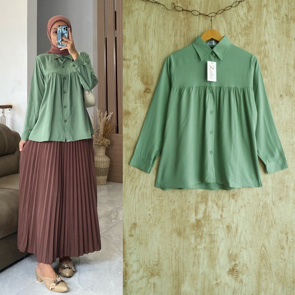 HARUKA blouse by ZALFA OUTFIT / kemeja rayon / blouse rayon / kemeja polos