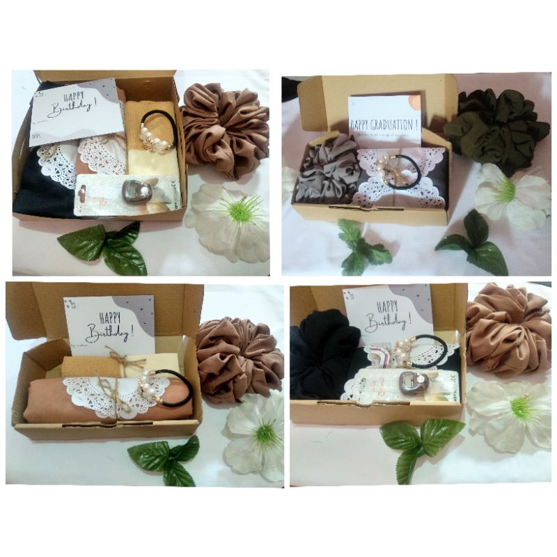 

REALPICT / Warna cokelat / kado ultah / kado wisuda / hampers / hampers hijab / gift box / gift box murah / kado wedding / Free kartu ucapan & kunciran mutiara