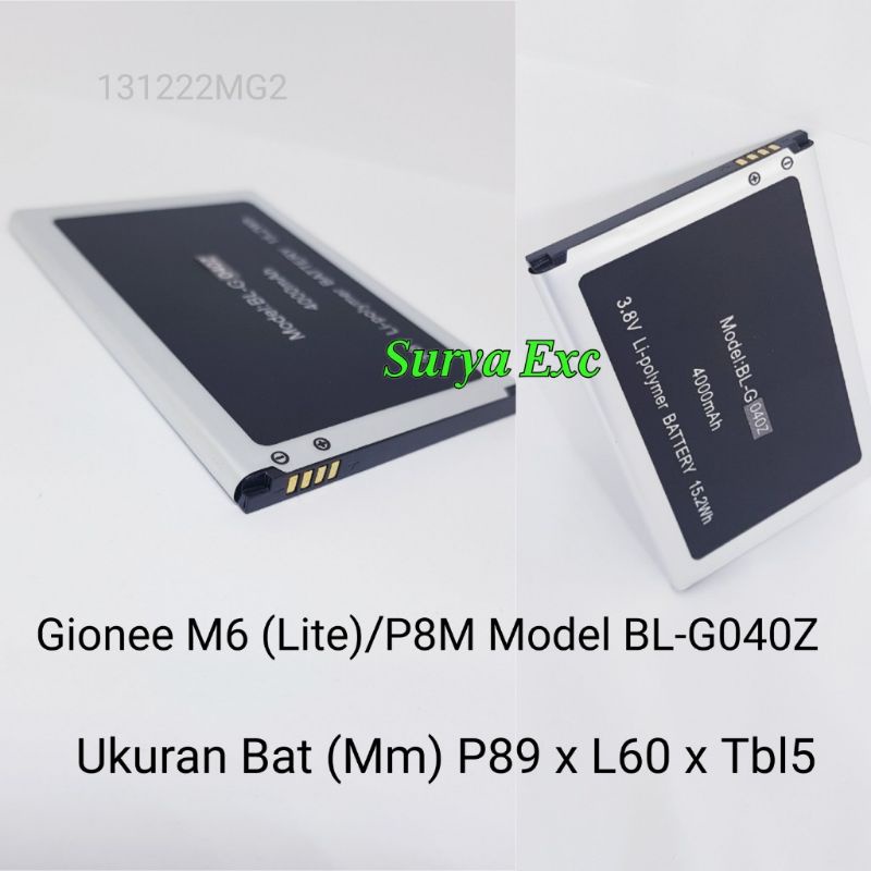 Baterai Gione Gionee M6 Lite/P8M M6Lite Kode Batrai BL-G040Z BLG040Z ORI