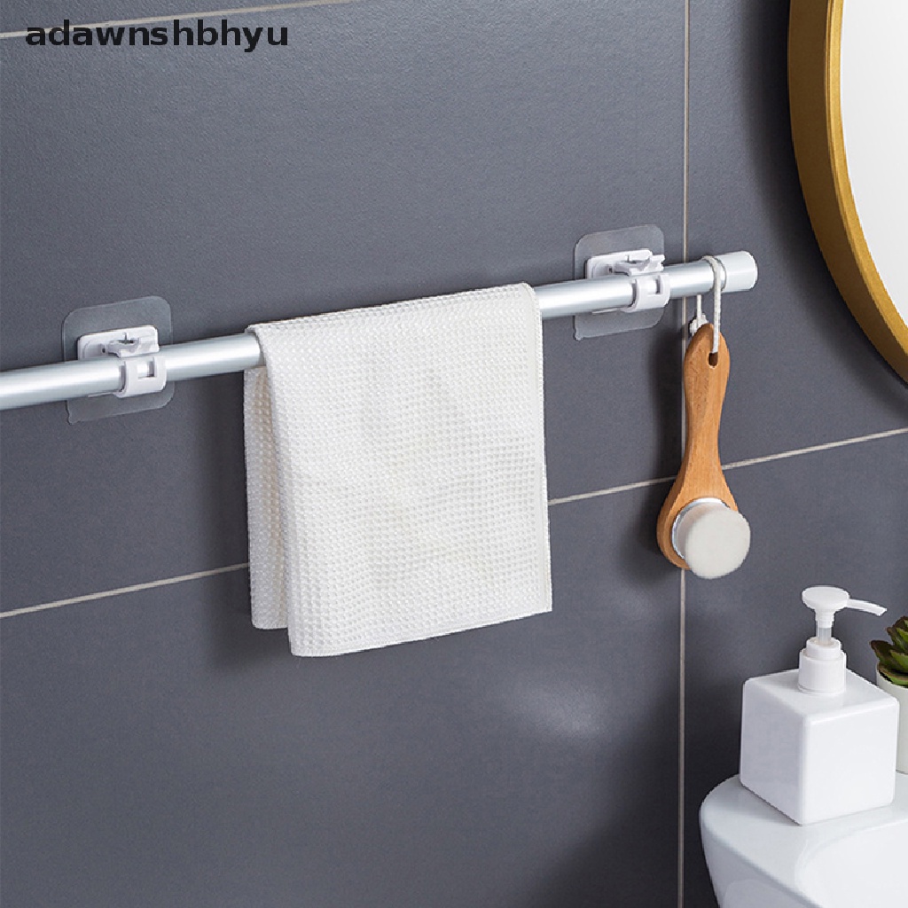 Adawnshbhyu 2Pcs Self Adhesive Adjustable Curtain Rod Holder Penjepit Kait Rak Batang ID