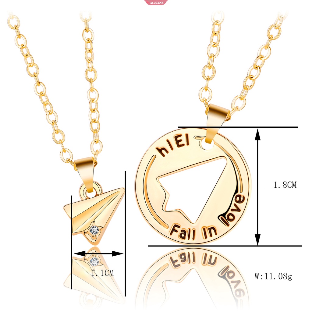 Fashion Baru Pesawat Kertas Pesawat Pasangan Kalung Sepasang Huruf Jahitan Berongga Kalung Sederhana Hadiah Hari Valentine [ZXL]