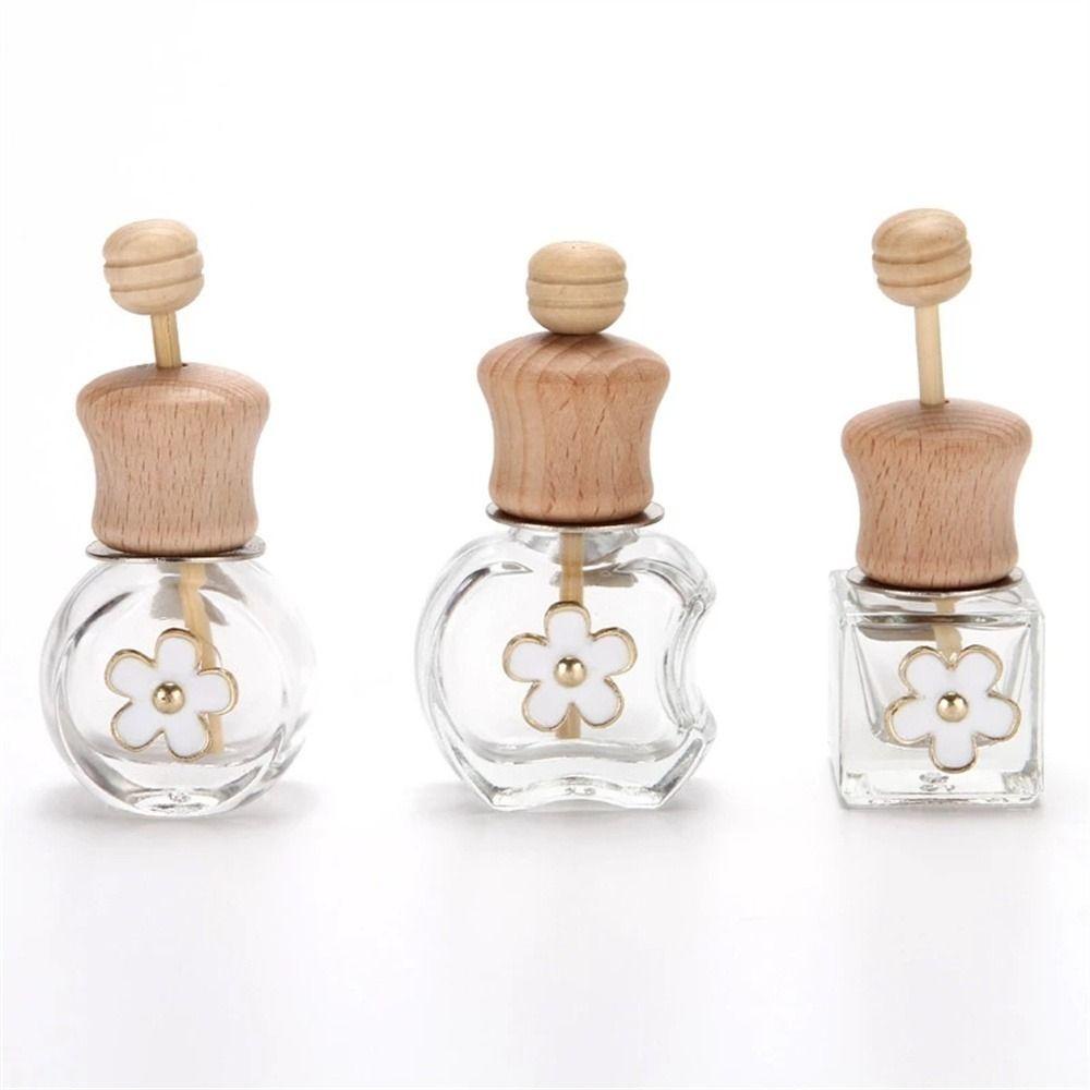 Lanfy Botol Parfum Mobil Dekorasi Mobil Botol Kaca Kosong Bening Daisy Flower Perfume Bottle Clip Fragrance Bottle