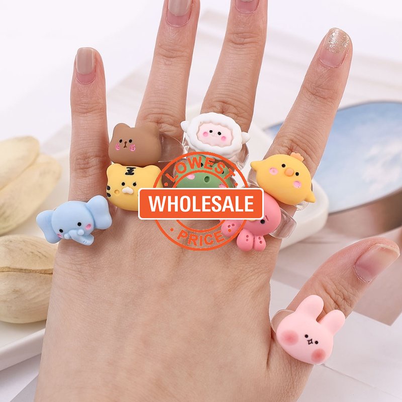 [Harga Grosir] Untuk Anak Gadis Anak Hewan Cincin Animal Zoo Meeting Fun Rings Square Acrylic Ring Indah Perhiasan Aksesoris Couple Ring Kartun Cincin Lucu Fashion