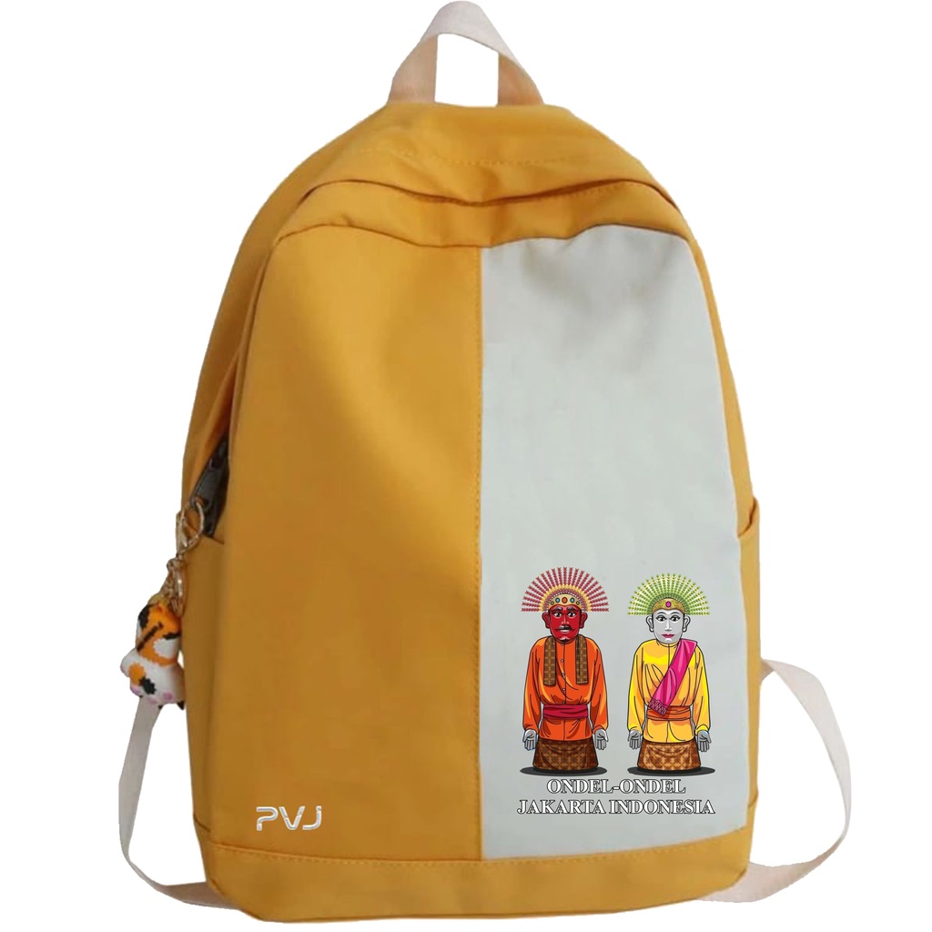 PVJ - Tas Motif Ondel-ondel Betawi Ransel Sekolah Laki-laki dan Perempuan