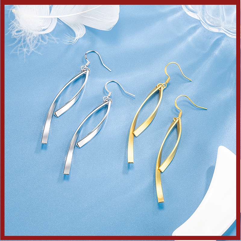 Anting Rumbai Silang Garis Frosted Untuk Wanita U1429