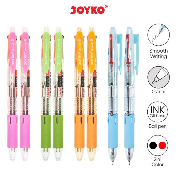 

Ball Pen Pulpen Pena Joyko BP-287BLK Dwico2 0.7 mm 2 Warna Hitam Merah