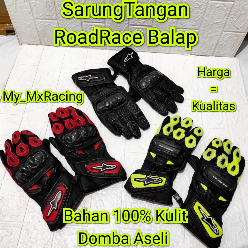 Sarung tangan roadrace STABILO ORIGINAL KULIT DOMBA ASLI hitam bikers glove motor sarung tangan motor berkendara riding or drag or sunmori BISA COD