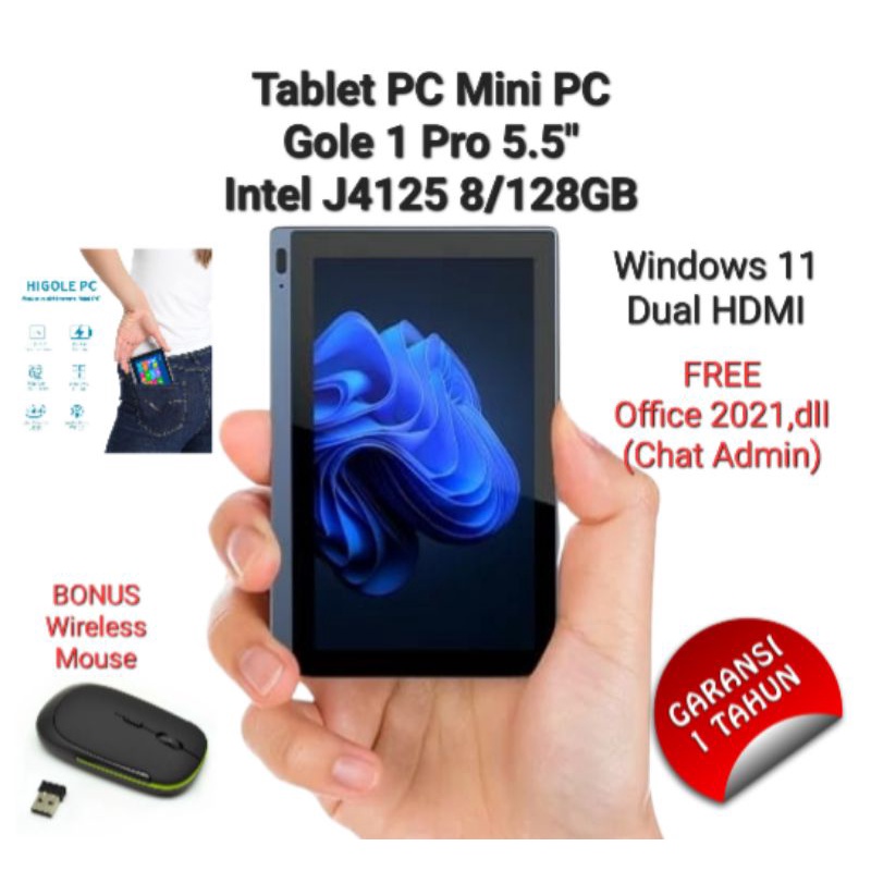 Tablet PC Mini PC Gole 1 Pro 5.5" J4125 8/128GB Wifi 6.0 Dual HDMI Windows 11