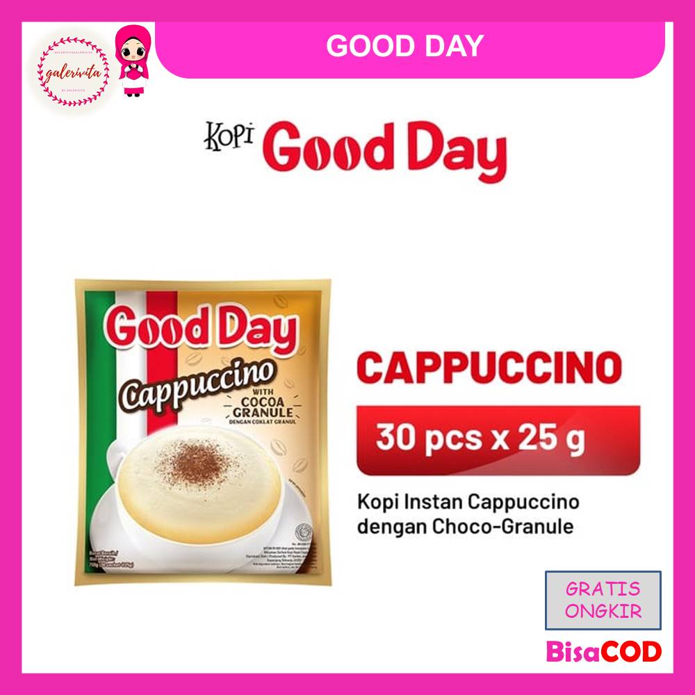 

Good Day Cappuccino 1 Bag ( Isi 30 Pcs x 25 Gram )