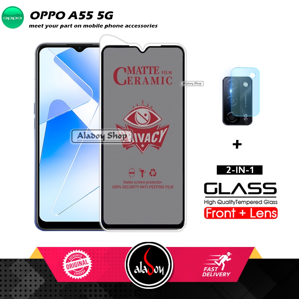 PAKET 2IN1 Anti Gores Privacy Oppo A55 5G + Tempered Glass Kamera