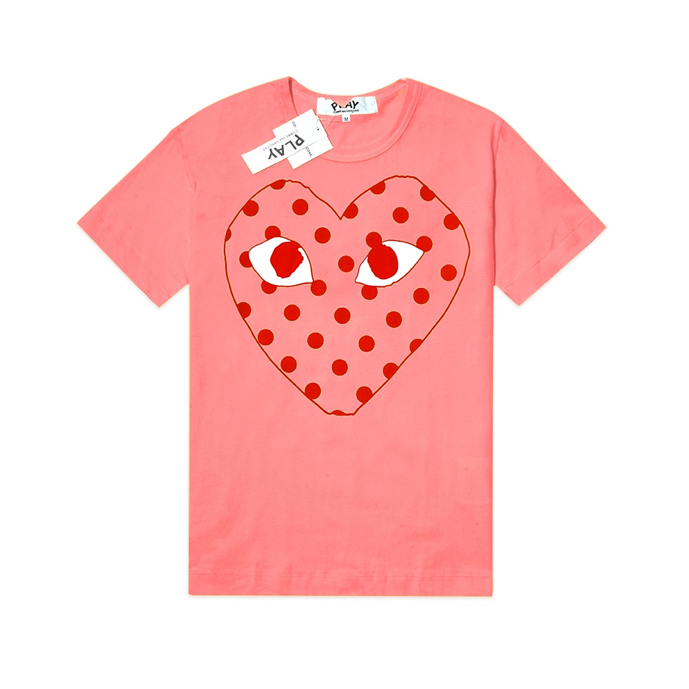 CDG Play Red Heart Polkadot T-Shirt Pink