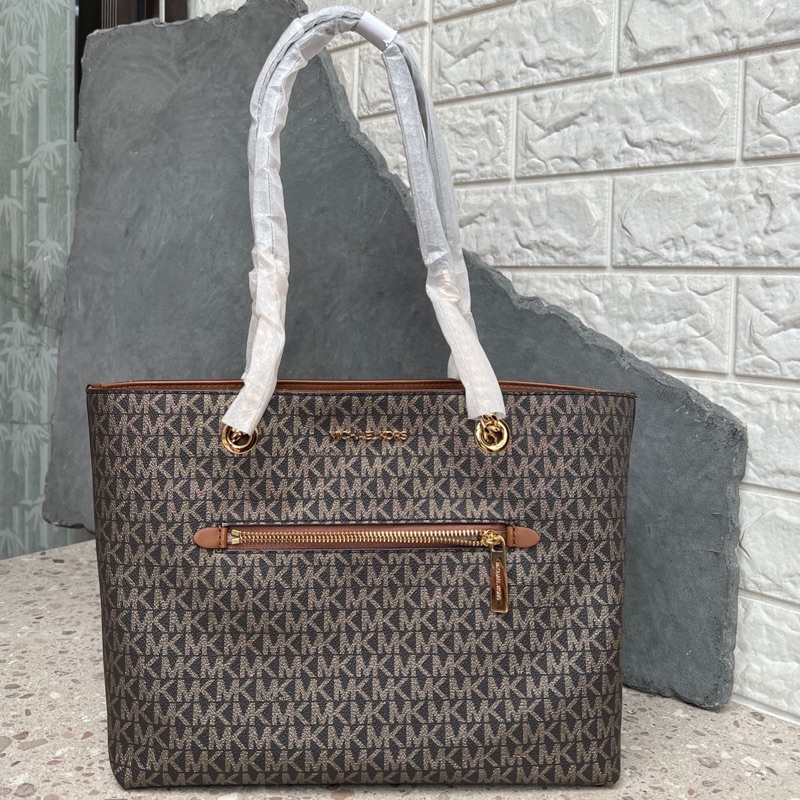 MK JET SET MEDIUM FRONT ZIP CHAIN TOTE