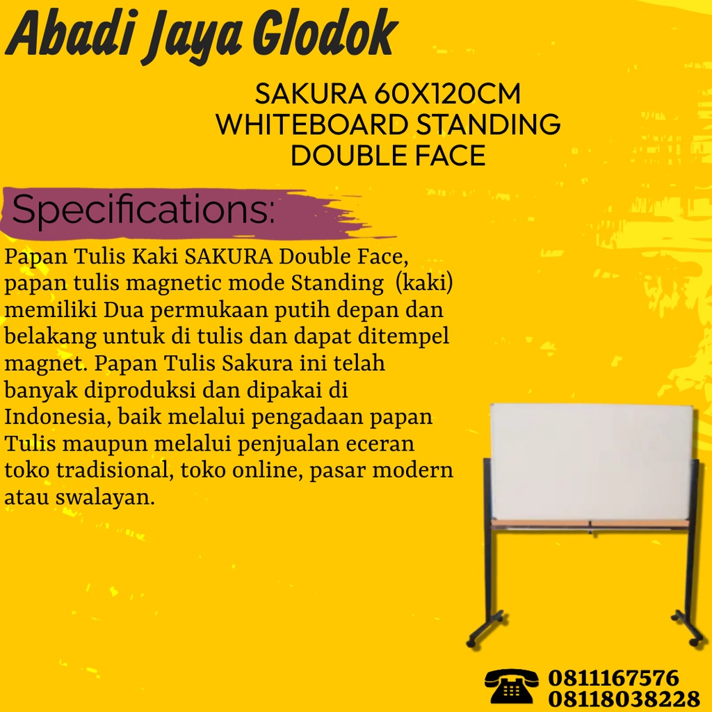 

SAKURA 60X120CM WHITEBOARD DOUBLE FACE