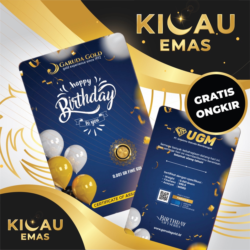 Garuda Gold 0.005 Gram Happy Birthday Gift Series Emas Batangan Murni 24 Karat Bersertifikat