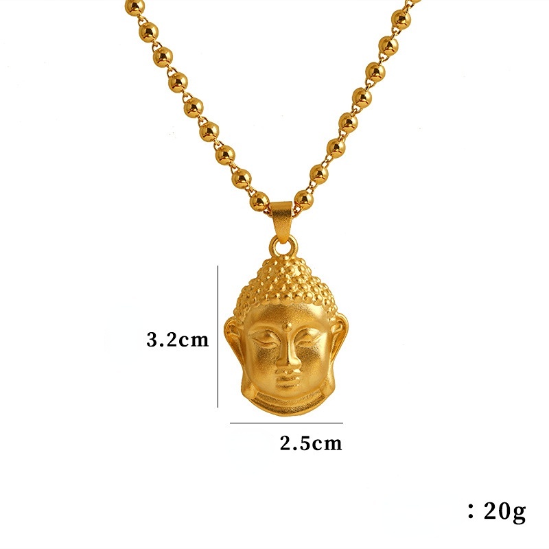 Goldkingdom Fashion Perhiasan Emas Asli Kadar 375Bangkok Aksesoris Ready Stock Lapis Emas Kepala Buddha Bulat Manik Rantai Kalung Dapat Ditarik Adjustable Hitam Tali Kepang Untuk Wanita