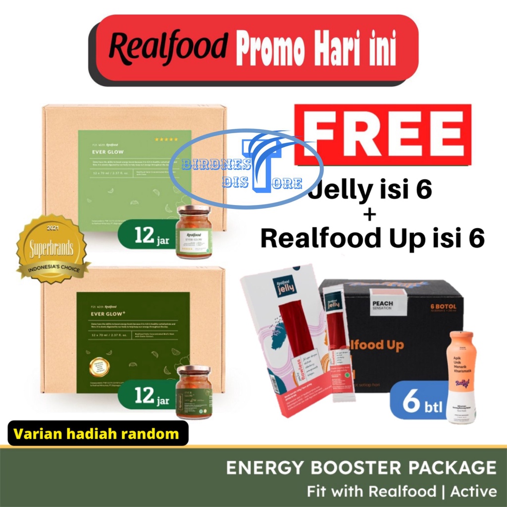 

Realfood Energy Boost Package Free Totebag Ongkir Lebih Murah ( Minuman sarang walet )
