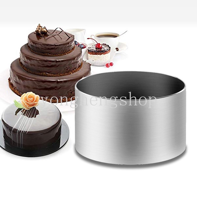 5/6 /6 /8 /10 cm Stainless Steel Bulat Mousse Ring Dessert Kue Cetakan Cookie Biskuit Cutter Tart Rings Dapur DIY Cetakan Kue