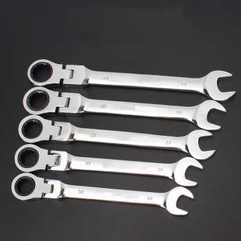 Kunci Ring Pas Kombinasi Ratchet Model Fleksibel / Kunci Pas 8 10 19 12 14 13 17 mm / Kunci Ring Pas Bolak Balik / Kunci Pas Dual Head Combination Ratchet Wrench Flexible Head / Kunci Ring Pas Tekiro Satuan Multifungsi Bahan Kuat Anti Karat Berkualitas