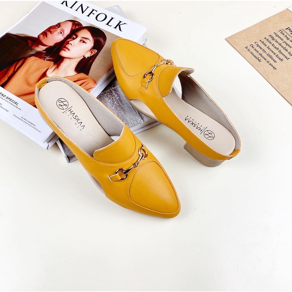 Sepatu Tutong Wanita Kulit Garut / Sepatu Slip On Heels 3 cm