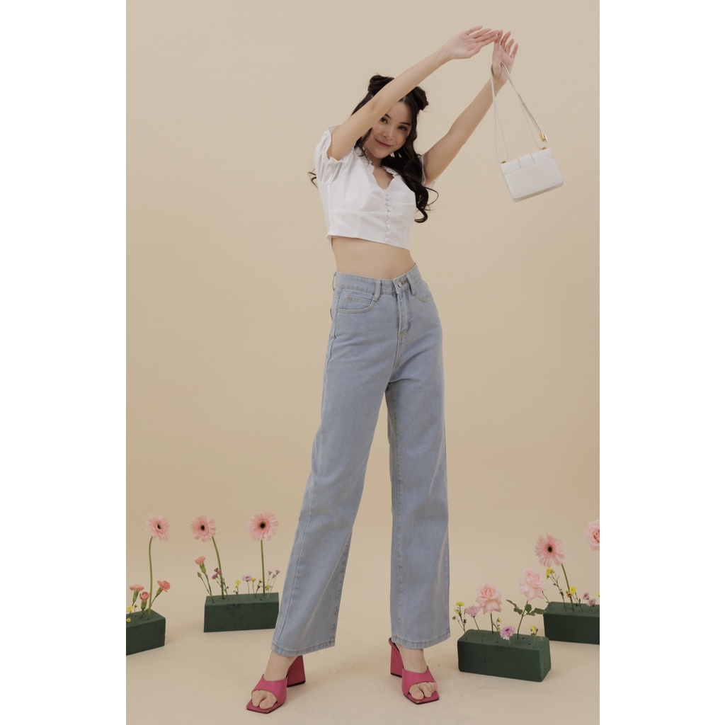 [ Marveile ] Collins Highwaist Cullote Jeans / Korean Jeans Wanita