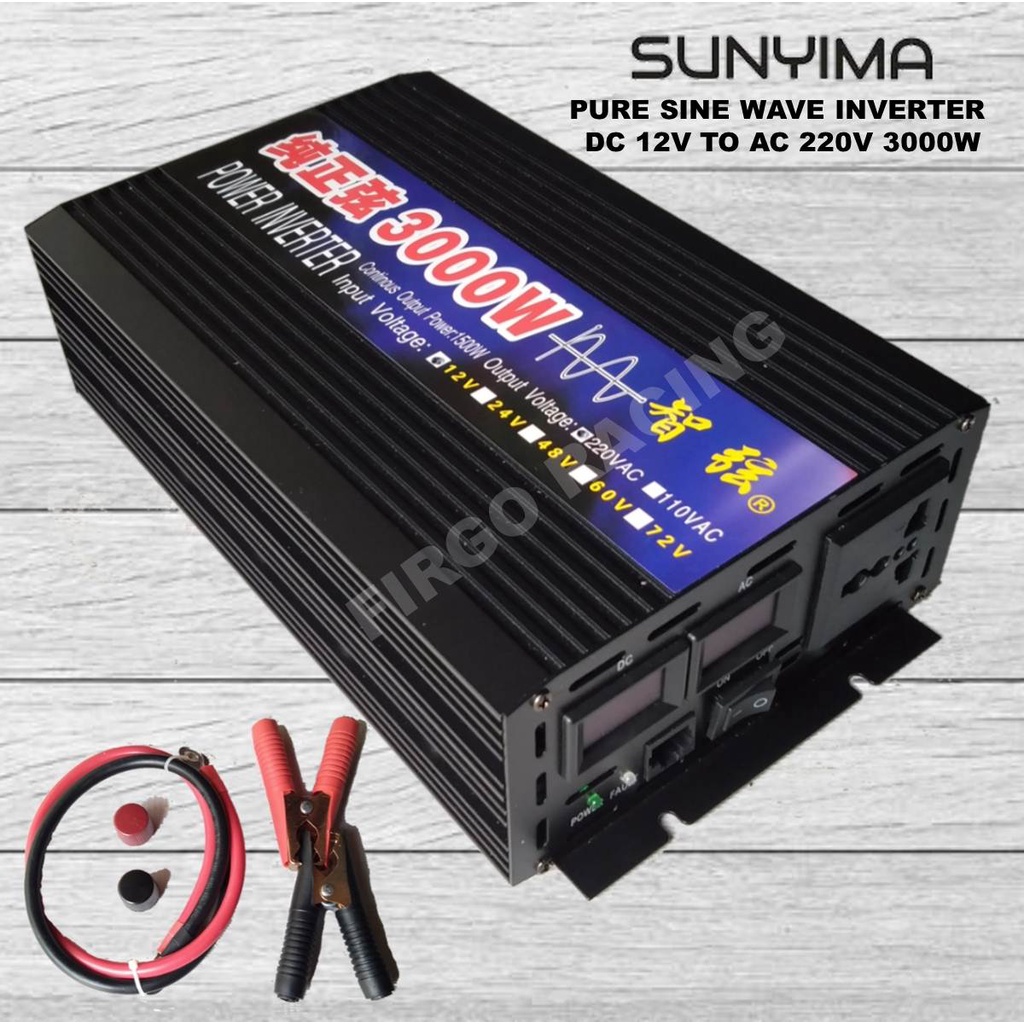 Jual Power Inverter Pure Sine Wave Dc 12v To Ac 220v 3000 Watt Shopee Indonesia