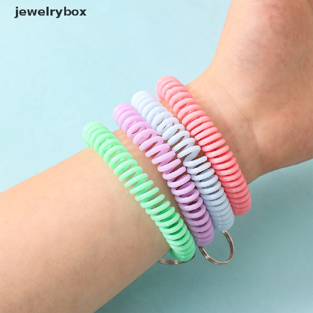 [jewelrybox] Tali Spring Rope Plastik Gantungan Kunci Stretchable Wrist Strap Key Chain Warna Kabel Telepon Spiral Elastis Band Gantungan Kunci Hand Cord Phone Cord Key Chain Boutique