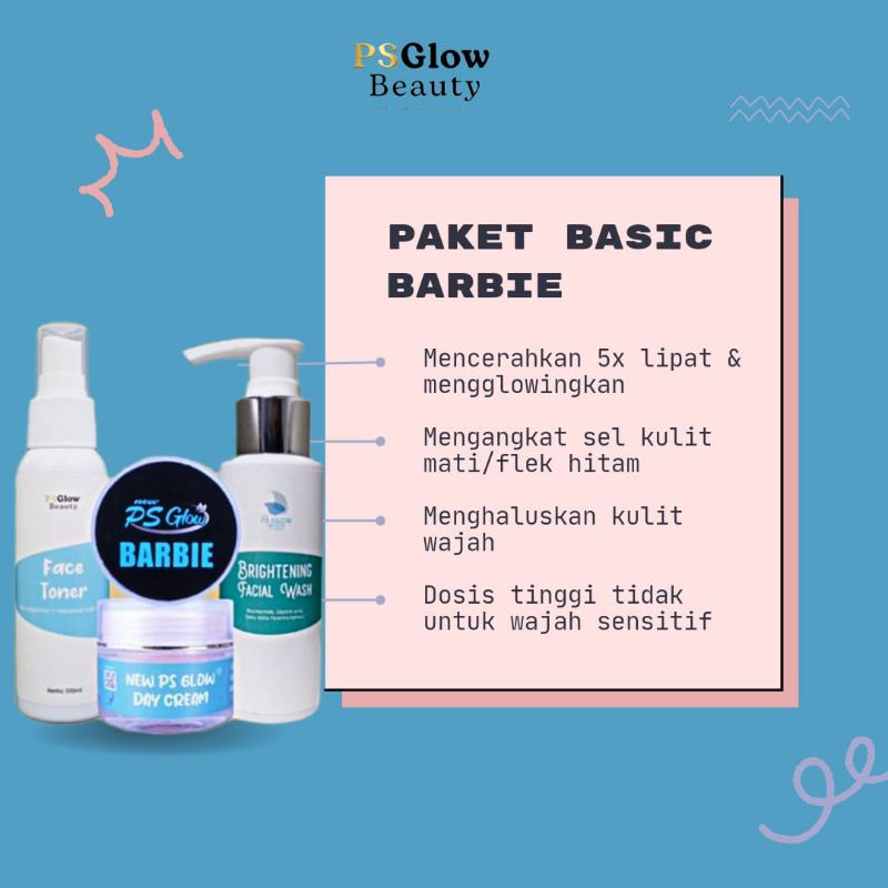 PAKET KOMPLIT  ISI 4  BARBIE PS GLOW SKINCARE