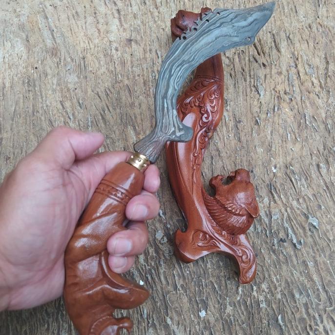 Kujang Pamor Baja Damaskus Balik Mipih 20 cm