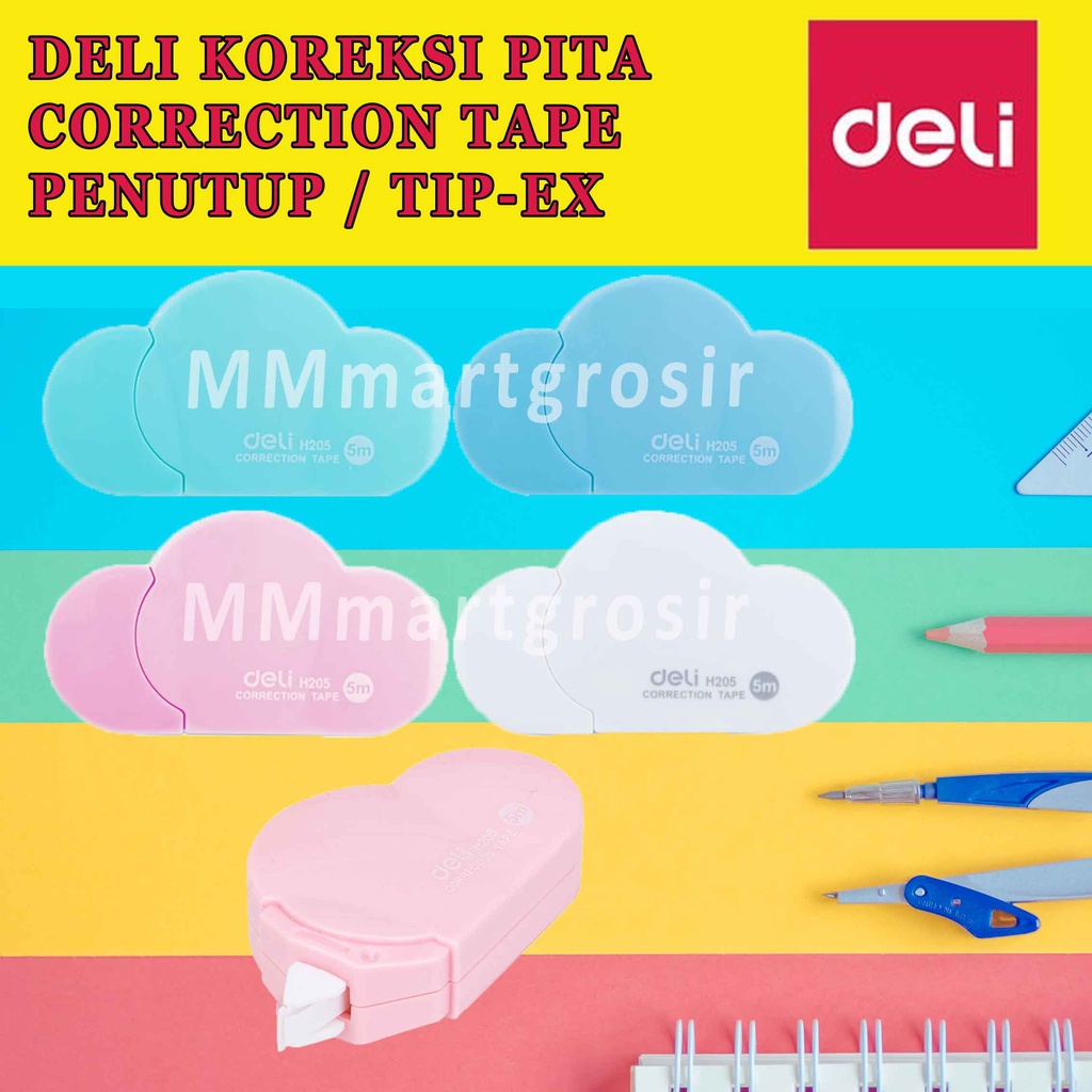 DELI / Koreksi Pita / Correction Tape / Penutup yang sangat baik / Tip-ex Awan