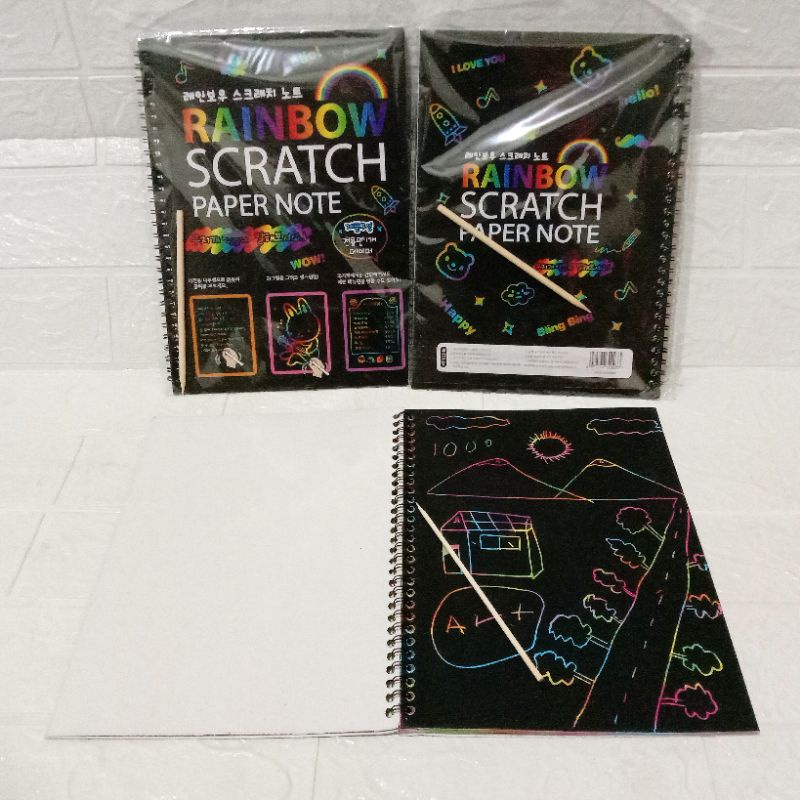 

Rainbow Scratch Paper Note Magic Painting Book Edukasi Kreativitas Anak dan Dewasa - Set Kertas Buku Latihan Belajar Menggambar Gravity Drawing Board Gambar Anak Laki Laki Perempuan Edukatif
