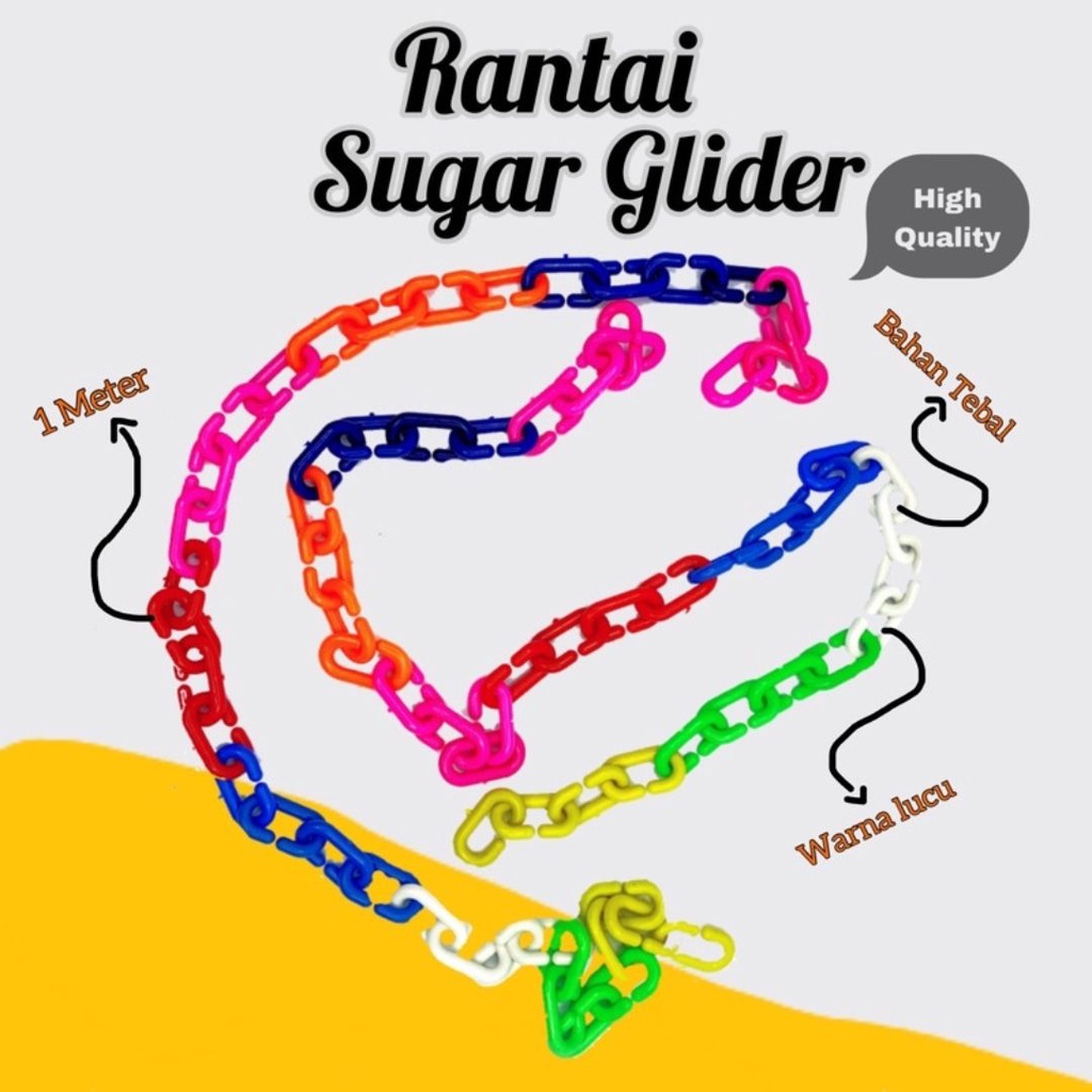 COLORFUL CHAIN Rantai Mainan / Meronce Rantai/ Mainan Sugar Glider Rantai Oval Penghias Kandang FEZONE