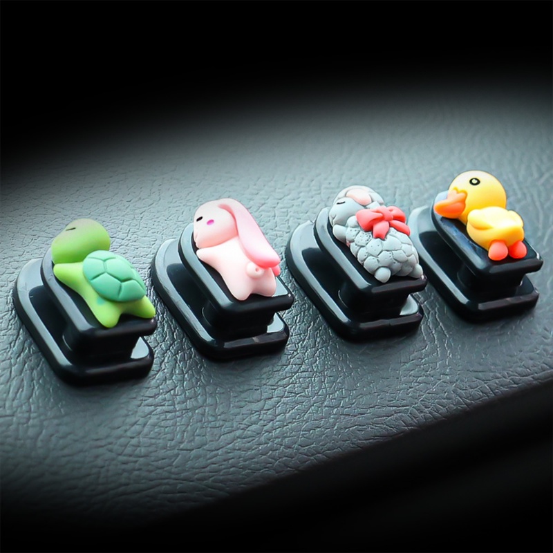 Car Self Adhesive Cute Cartoon Small Animal Hook/Rak Gantung Penyimpanan Tas Belanja Portabel Otomotif/Kait Mini Turtle Rabbit Hias Interior Kendaraan