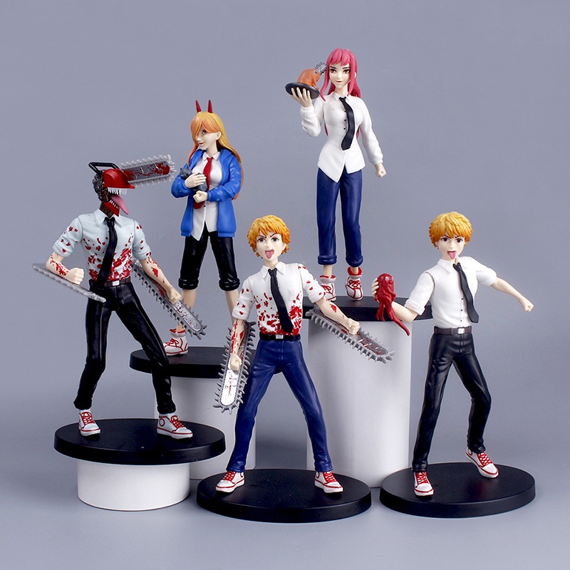 New Anime Chainsaw Man Denji 18 cm PVC Patung Action Figure Model Koleksi Boneka Dekorasi Mainan Patung Natal