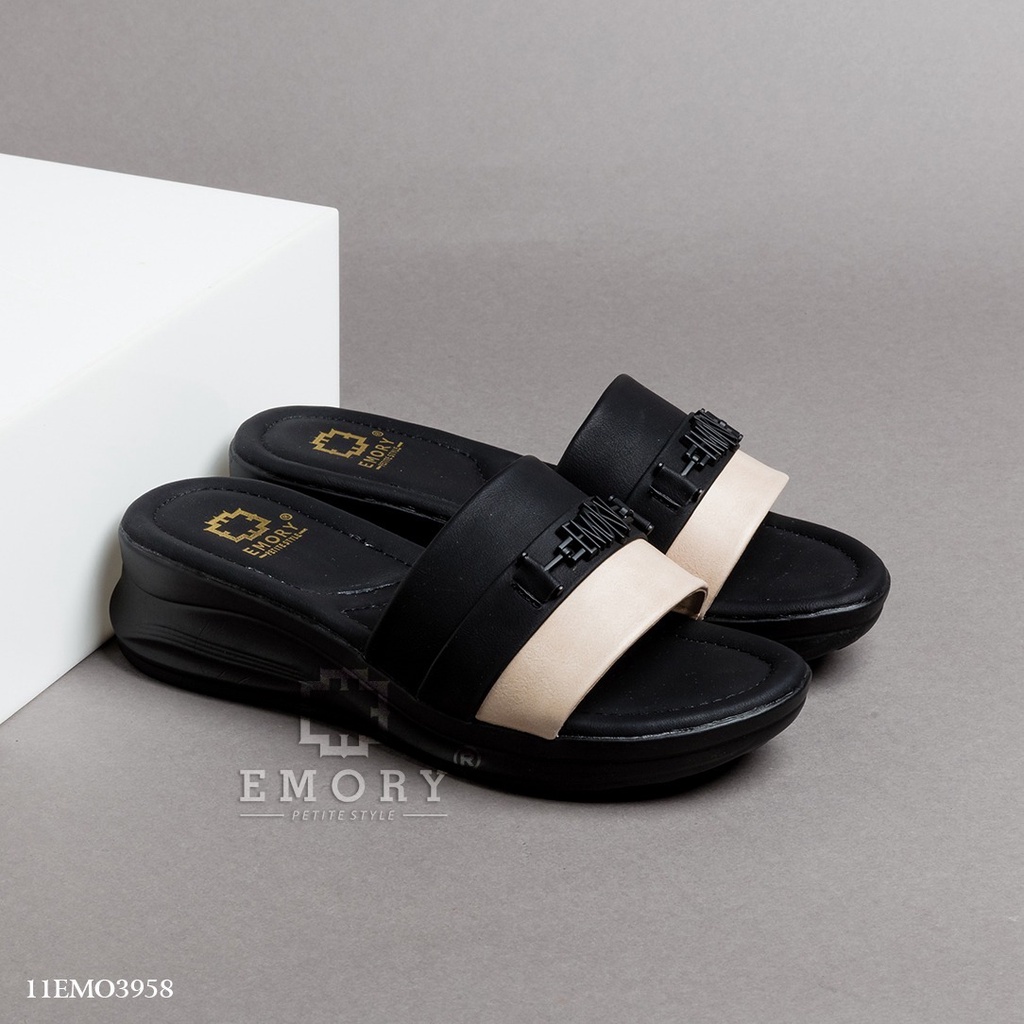 SANDAL WEDGES WANITA EMORYSTYLE Arwinna 11EMO 3958  BLACK MARBELAYUK