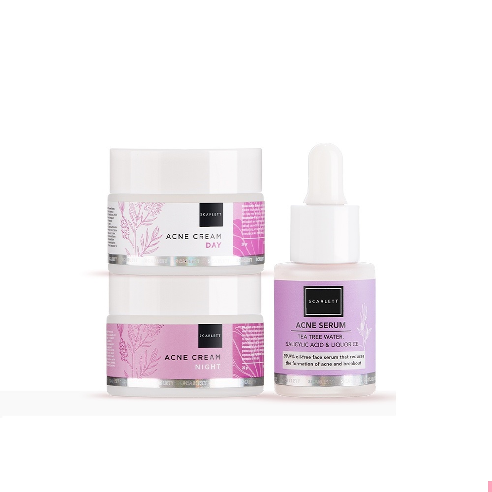 [PAKET] Scarlett Whitening Acne Care - Serum + Krim Siang + Krim Malam / Acne Series