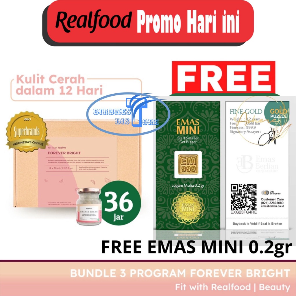 

Realfood Triple Bundle Forever Bright Free Sesuai Promo Katalog ( Minuman sarang walet )
