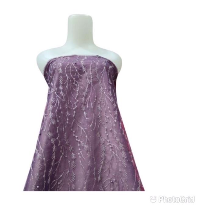 5.5 Product HOT Kain bahan tille akar padi mutiara / bahan brokat kebaya ( tile padi).