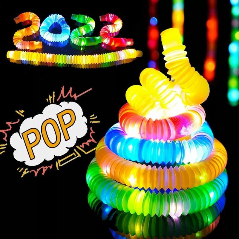 Mainan Anak Pop Pipes / Pop Tubes Lampu LED / Selang LED Mainan Anak / Mainan Pipa Lampu Pop Tubes Light Up Edition Glow Pipa Nyala Anak