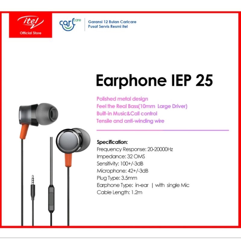ITEL Earphone Smartphone Type E25 1.2 M