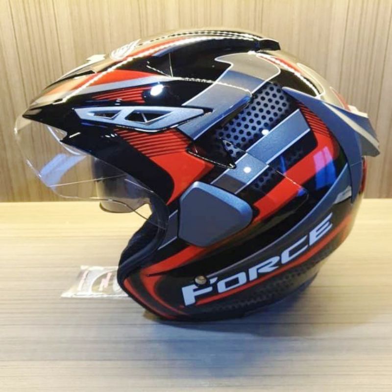 FORCE Helm Helem Hlem Half Face SNI Setara KYT Double Visor Pria Cowok Laki Wanita Cewek Remaja Dewa