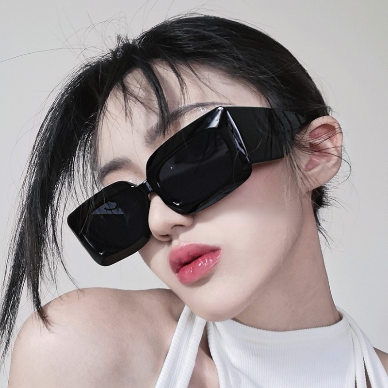 (YUZHU) Desain Fashion Baru Pola Kulit Ular Kacamata Hitam Vintage Mode Persegi Candi Lebar Two Tone Sunglasses