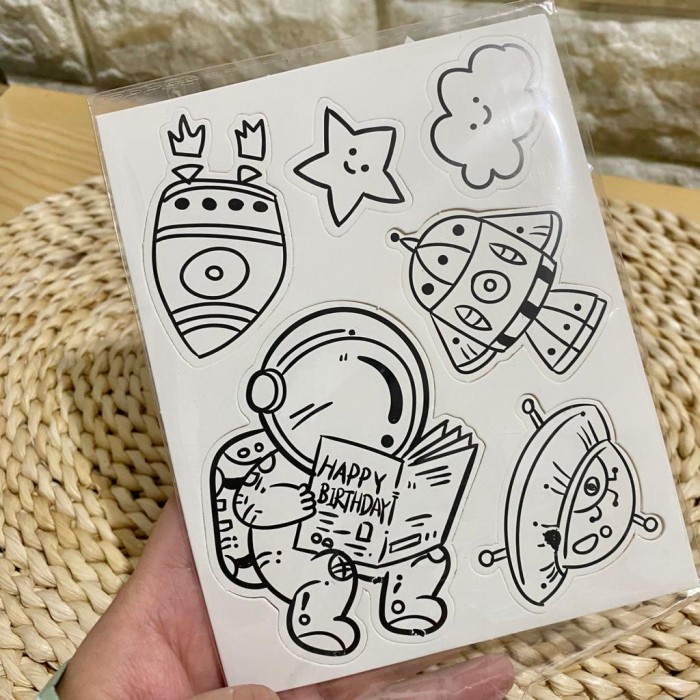 HIASAN KUE 2D ASTRONAUT CAKE DECORATION TUSUK - DEKORASI KUE ASTRONOT