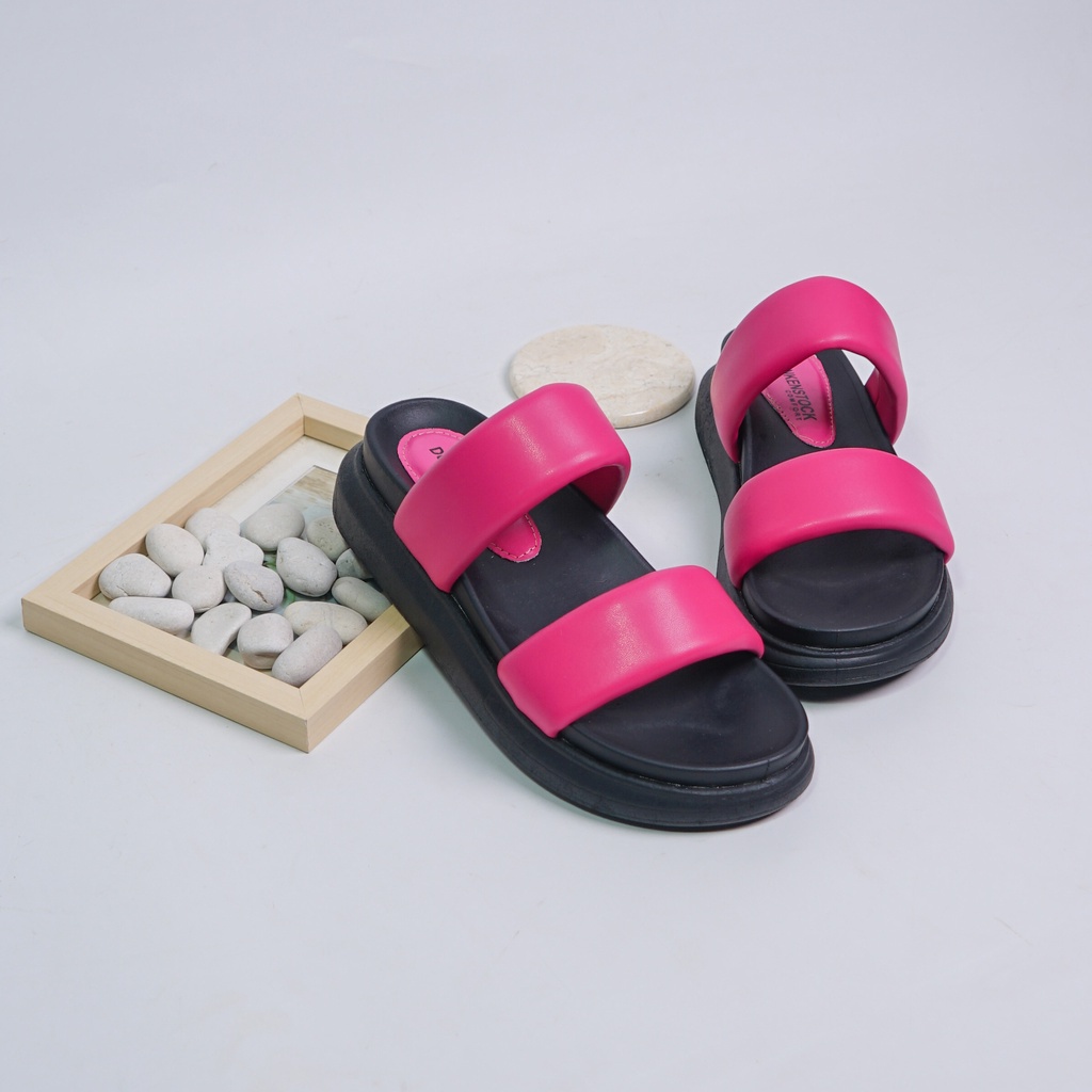 SARASARA YUK - Dunkenstock CHERRY Sandal Wanita Tinggi 5cm Size 36 - 40 Selop Tidak Licin Sendal Beleza Wedges Slop Birken Rumah Belleza 37 38 39 Warna Fuschia Pink Fanta Sara Sara Kekinian Premium Terbaru Shoes Ori Original Mall Official Store