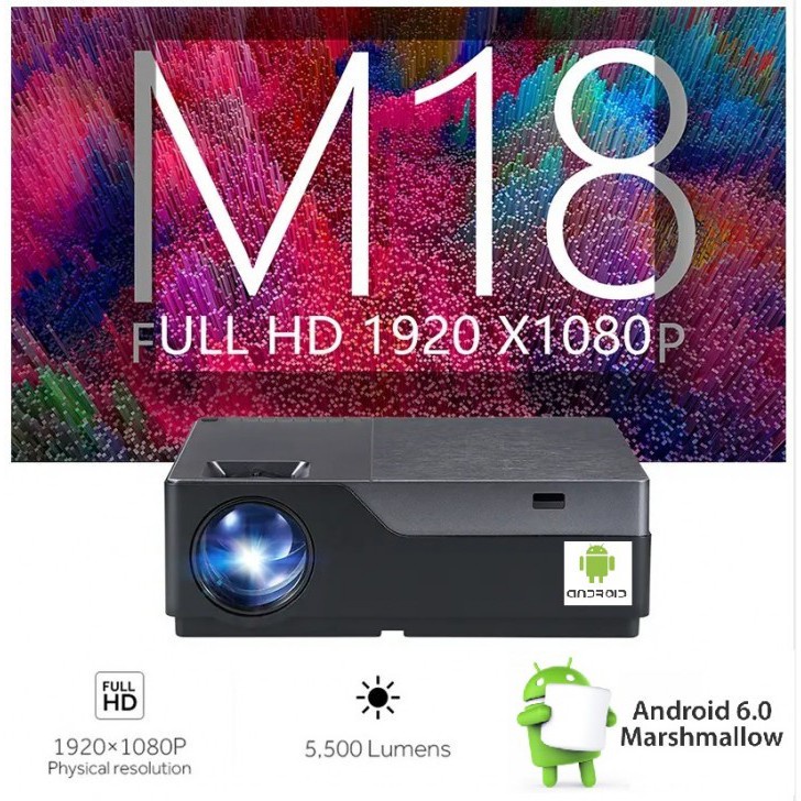 571 M18 ANDROID 6.0 LED Projector - Native Full HD 1080P - 5500 Lumens